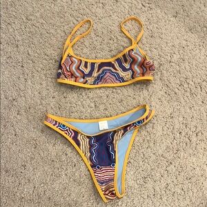 Strawberry Milk Mob Multicolor Bikini with Yellow Trim